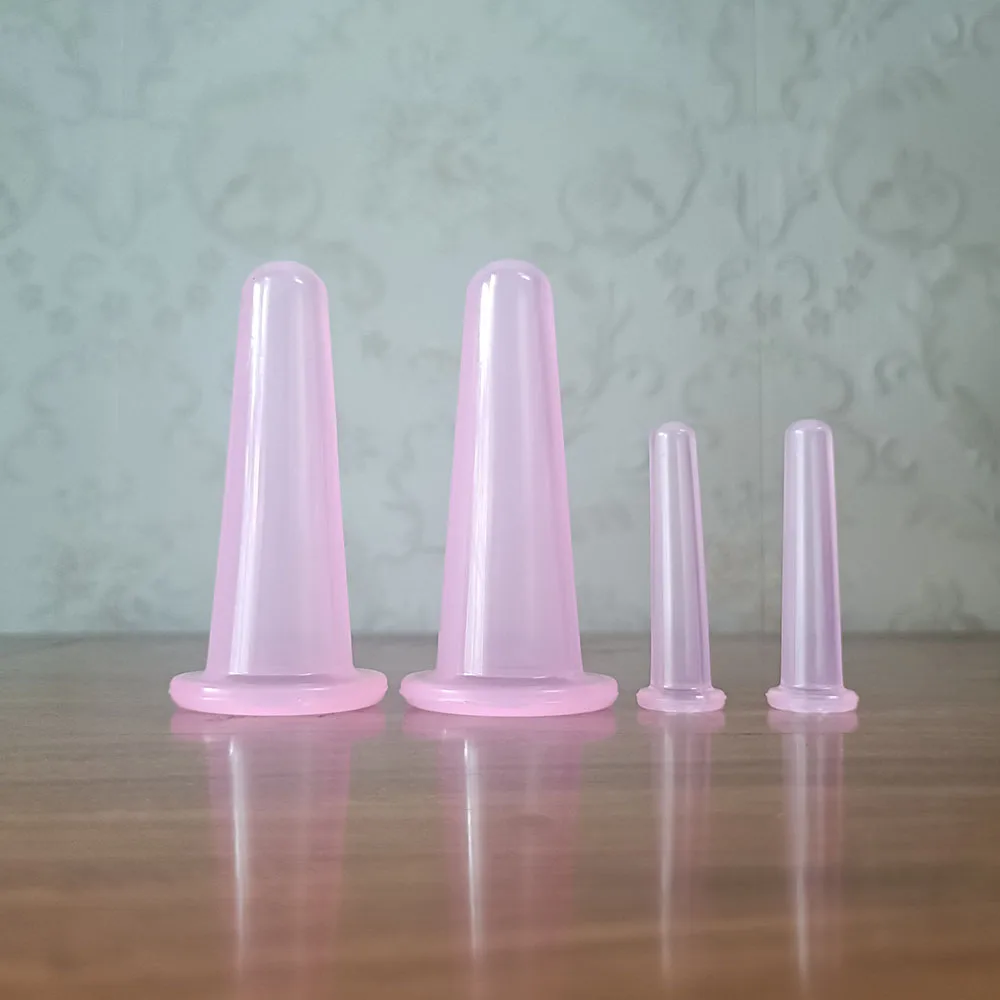 Silicone Vacuum Cupping Massage Jars Anti Cellulite Massage Facial Suction Cups Face Neck Lift Skin Scraping Beauty Tool 4PCS