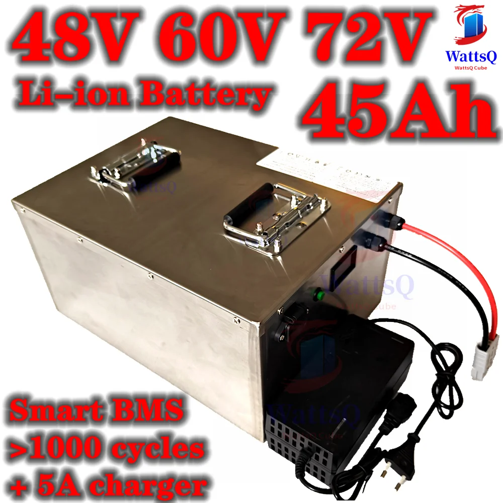 

48V 60V 72V 45Ah Lithium Li-ion Battery Pack with Bluetooth BMS for 2KW 3KW Scooter Motorcycle Tricycle Bicycles Skateboard
