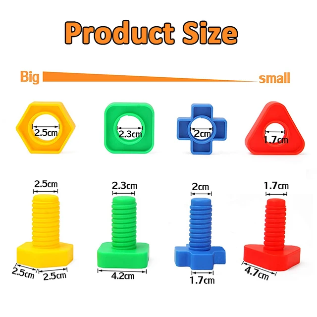 Bolts Toys Montessori Plastic Matching Children's Educational Toys Desktop Screw Building Blocks Toys Nut Shape Cognitive Toys 4