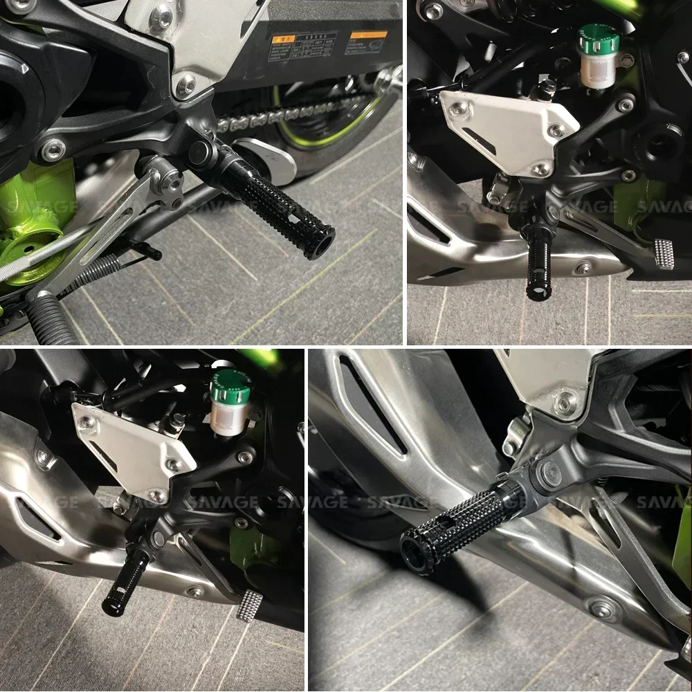 Poggiapiedi Anteriore In Alluminio 6061 Per KAWASAKI | Compatibile Con Z125, Z250, Z300, Z650, Z900, NINJA 250/300/650, Versys X300 | Set 2 Pezzi Argento