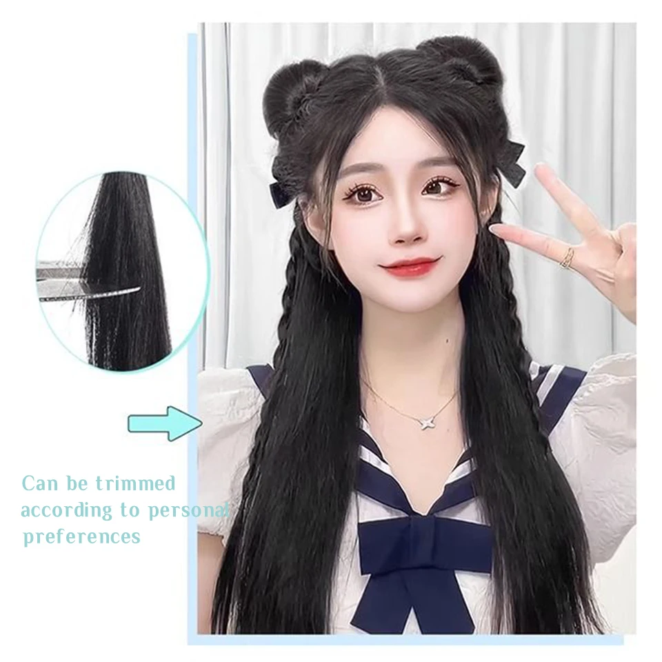 OLACARE Synthetic Black Claw Chignon Hair Bow Little Hair Bun Donut Messy Scrunchies Wrap Around Ponytail Extension for Women