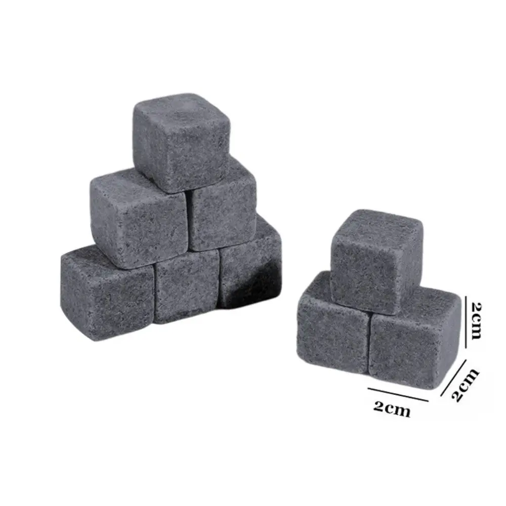 6PCS Gift Granite Whiskey Stones Natural Wine Cooler Sipping Ice Cube Christmas Bar