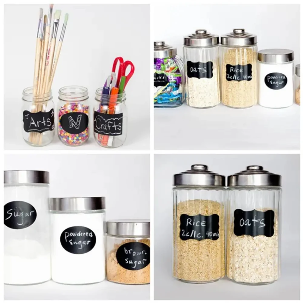 Description Picture 3 of item20Pcs Waterproof Chalkboard Spice Jam Jar Bottle Tags Blackboard Label Marker Pen Labels Stickers, Reusable Label For Storage
