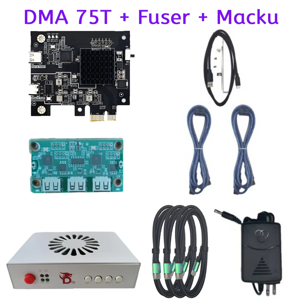 【75T DMA ボード】Fuser MAKCU 付 75t Dma Bundle - FPGA Dma 75t Card + HDMI Fuser Fusion
