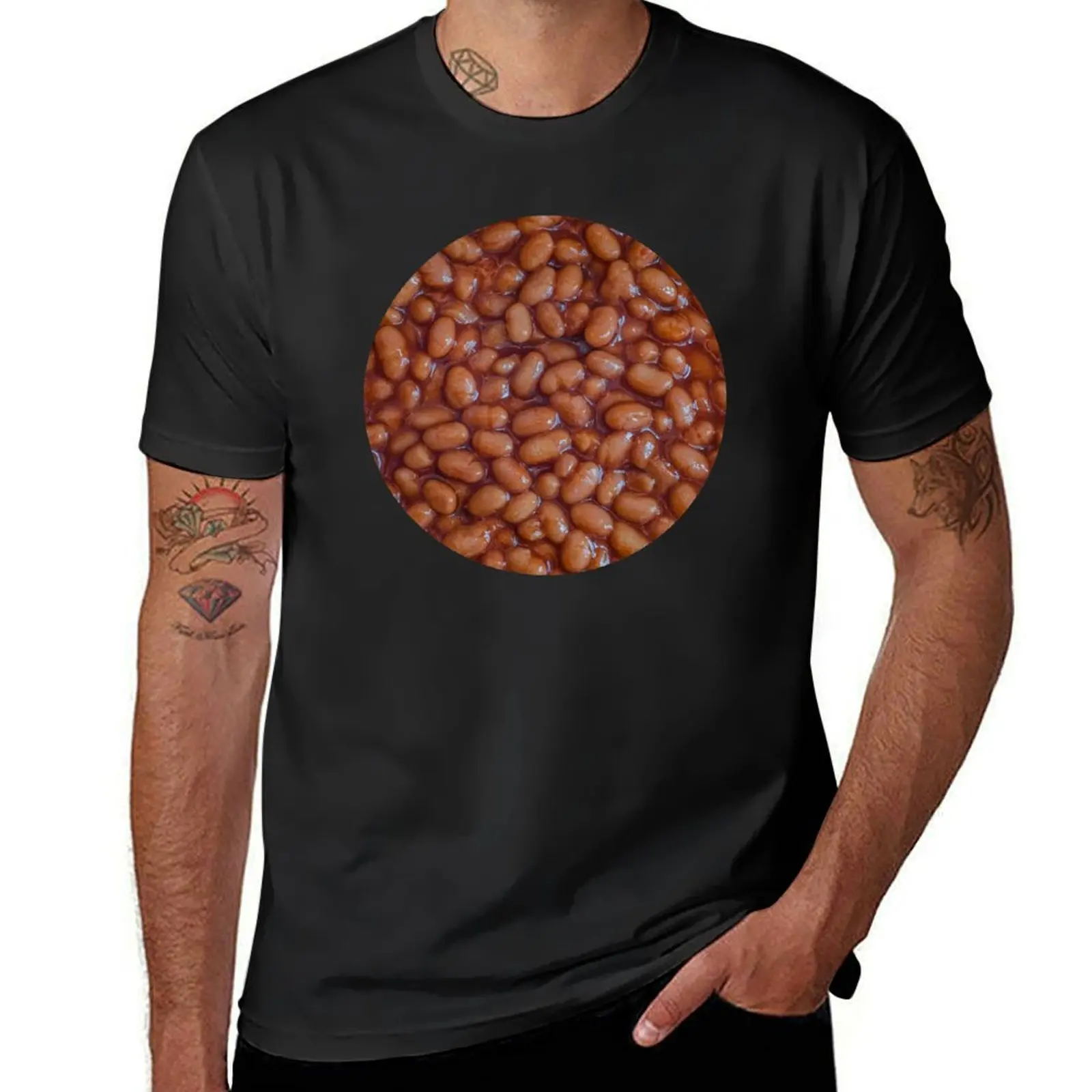 

Baked Beans Pattern T-Shirt oversizeds boys animal print Men's cotton t-shirt