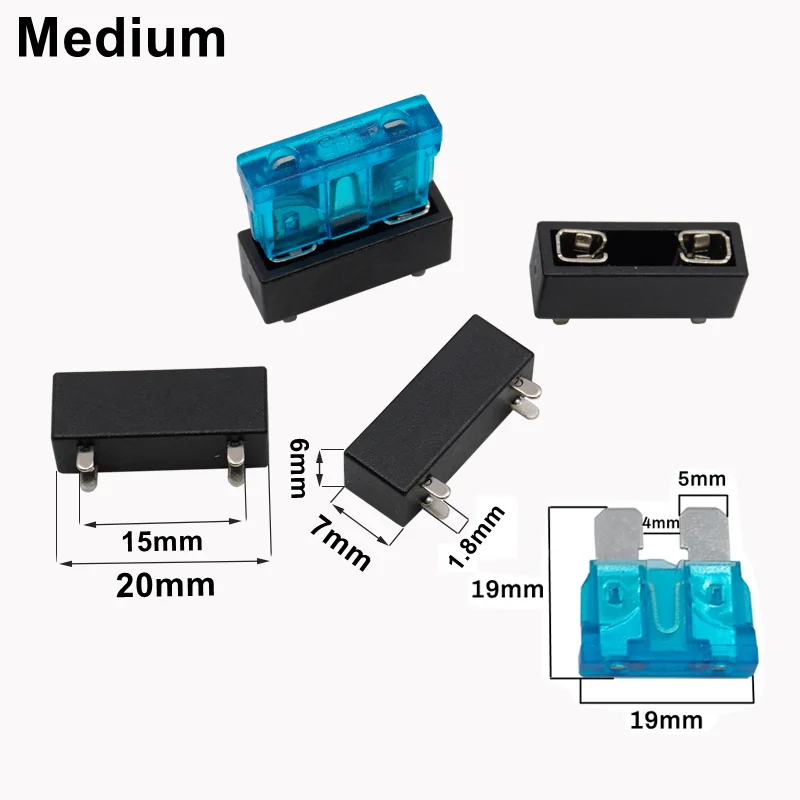 5PCS Micro Mini Small Medium 250V Car Blade Fuse Holder 4Pin Plastic Clip Fuse Seat PCB Panel Mount Insurance Blocks Safety