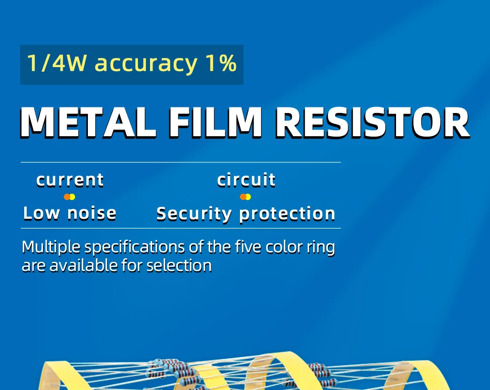 1/4W Resistance 0.1R~2.2M 1% Metal Film Resistor Series 0.25W 1R 10R 47R 100R 220R 470R 1K 2.2K 10K 22K 100K 220K 1M ohm 1/4W Resistance 0.1R~2.2M 1% Metal Film Resistor Series 0.25W 1R 10R 47R 100R 220R 470R 1K 2.2K 10K 22K 100K 220K 1M ohm