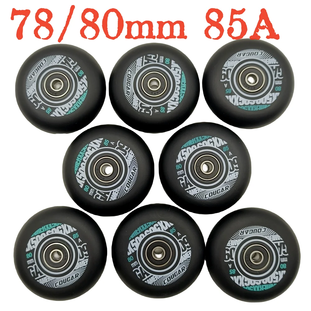 Inline skate wheel roller wheel cougar 78mm 80mm width 24mm 85A bearing 608RS 8 wheels/lot