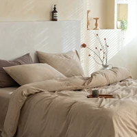 Parure de lit 100 % lin lavé – Housse de couette, drap et taies d'oreiller en lin, résistante aux plis, pour lits simples, doubles, queen et king size 3