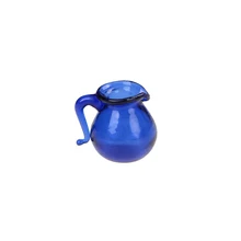 

Dollhouse Miniature Water Jar Pot Dinning Room Blue Glass Water Pitcher Jar Pot 1/12 Scale Pretend toy for home Kitchen Decora