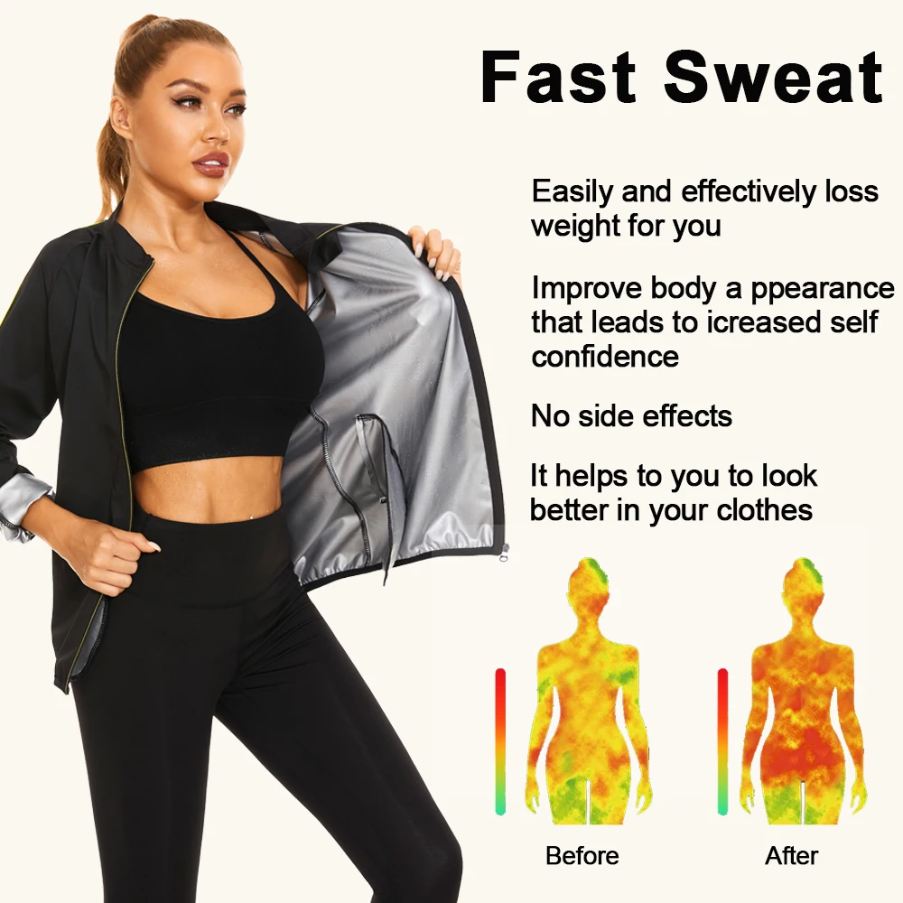NINGMI Weight Loss Top Waist Trainer Sauna Shirt for Women Weight Loss Full Body Sauna Sweat Jecket