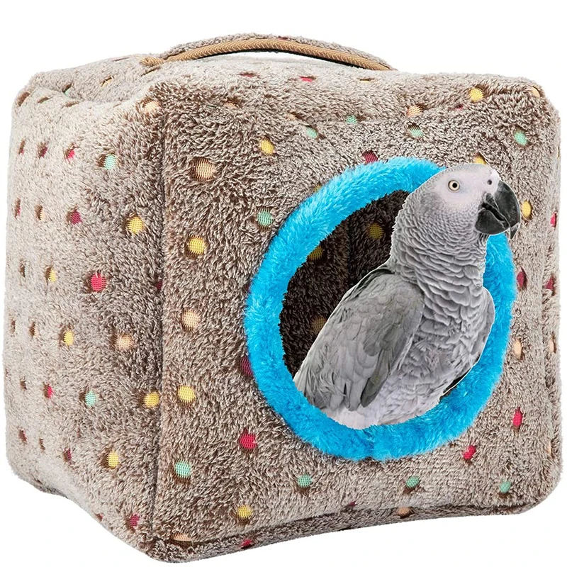 Warm Plush Birds House Hanging Hideaway Cave Nest Bed Bird Toy for Large Birds Macaws African Grey Cockatoos Parrots Winter bird house bird toys