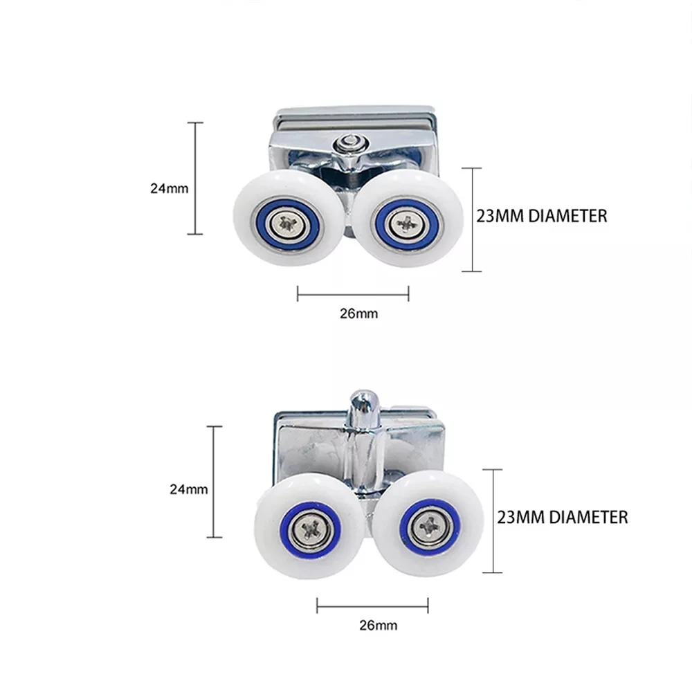 8Pcs 23mm Shower Door Rollers ABS Double-Wheel Sliding Shower Door Roller Bearing Wheel Runners Pulleys Replacement