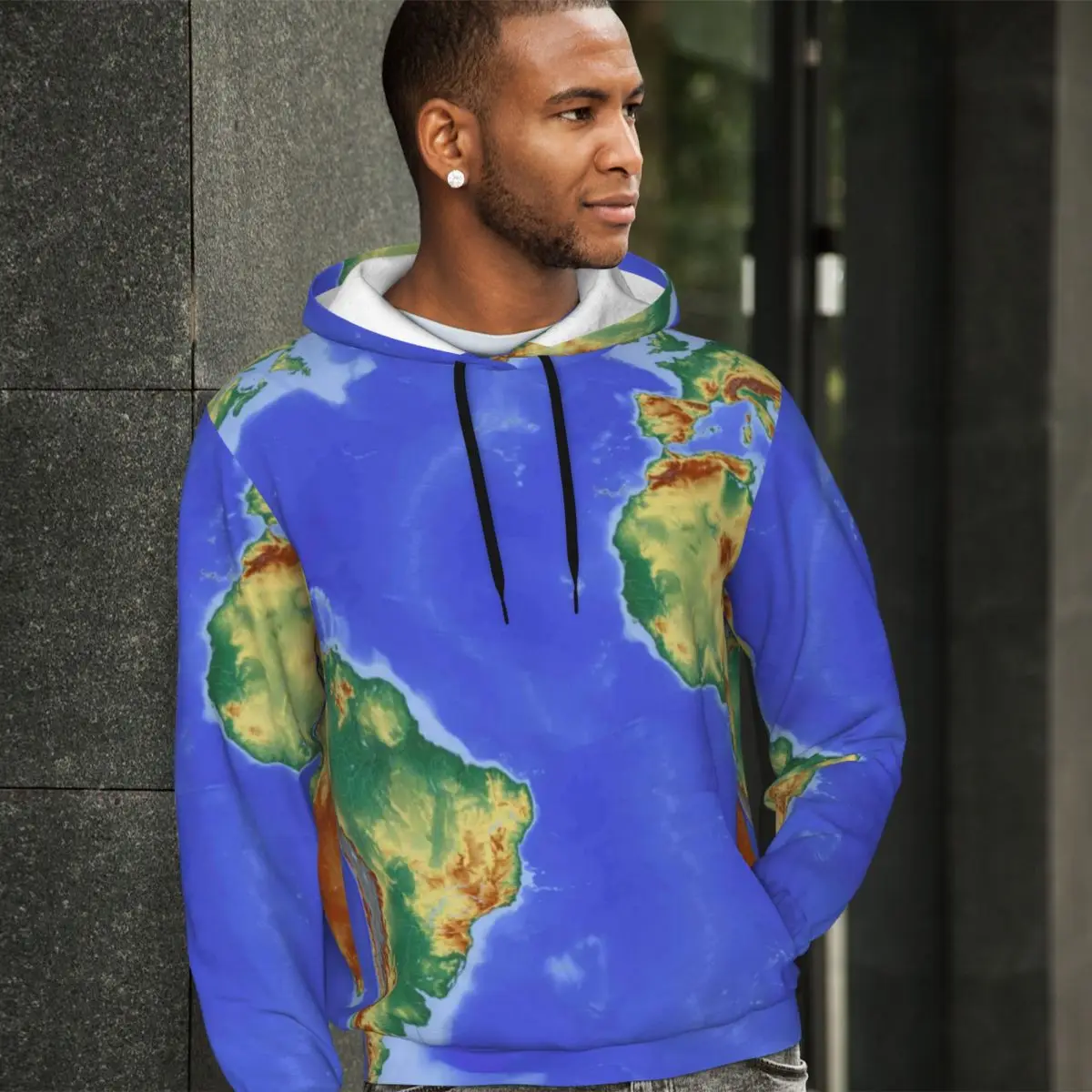 

Cool Earth Map Streetwear Hoodies Winter Map of The World Harajuku Pullover Hoodie Men Oversized Korean Fashion Warm Sweatshirts
