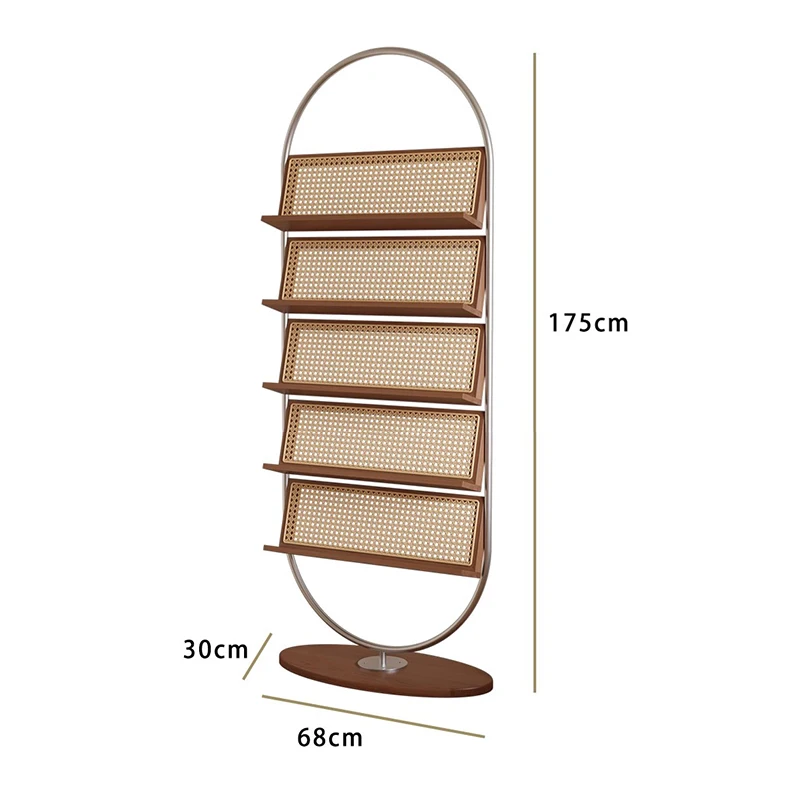 French Magazine Rack Mid-Century Luxury Display Shelf Solid Wood Book Organizer for Newspapers and Picture Books Furniture FYMR