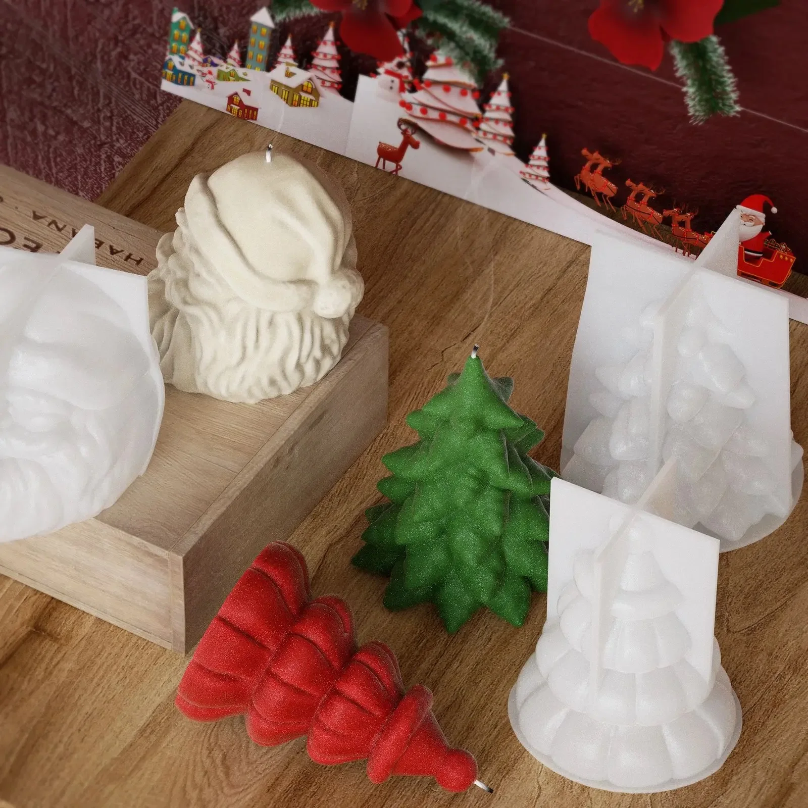 Christmas Series Candle Aromatherapy Mold Pine Tree Christmas Tree Grandpa Christmas Candle Silicone Mold Beeswax Candle Making