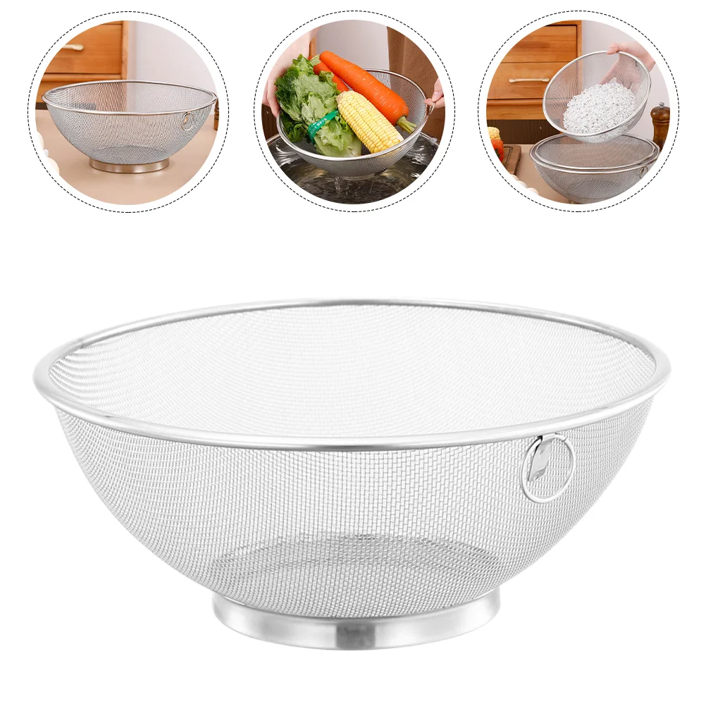 

Stainless Steel Rice Basket Metal Strainer Mesh Strainers Fine for Cleaner Laundry