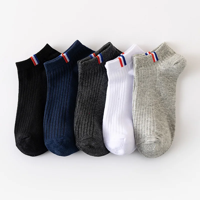 5/10/20 Pairs Of Plain Color Boat Socks Thin Summer Blending Mens Casual Socks Breathable Sweat Absorbing Calibration