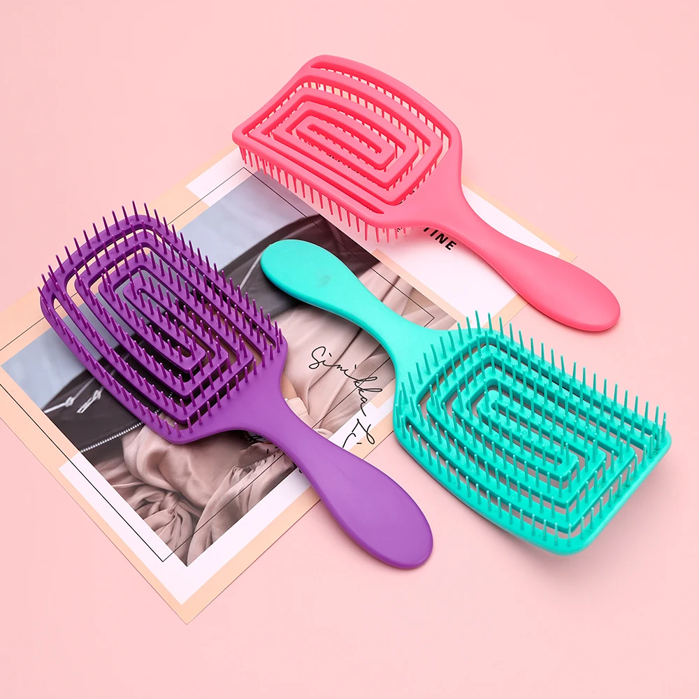 Barber Wet Hair Brush Women Hairdressing Styling Hair Tools Salon Massage Scalp Hair Comb Anti Static Detangling Hairbrush 3