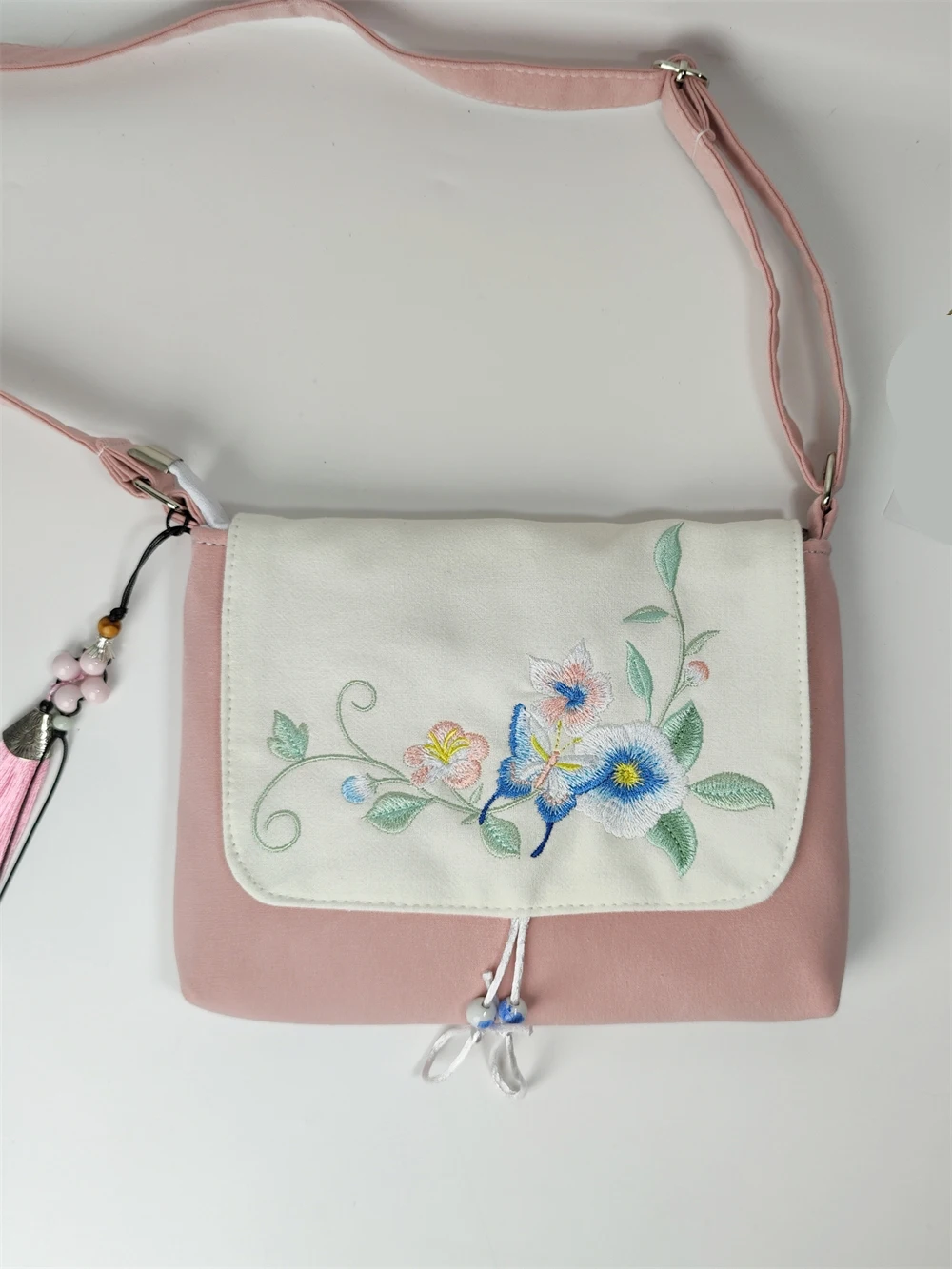Ethnic Style Embroidered Canvas Satchel Casual Hanfu Shoulder Bag Daily Portable Crossbody Coin Purse Women Girl Gift 5