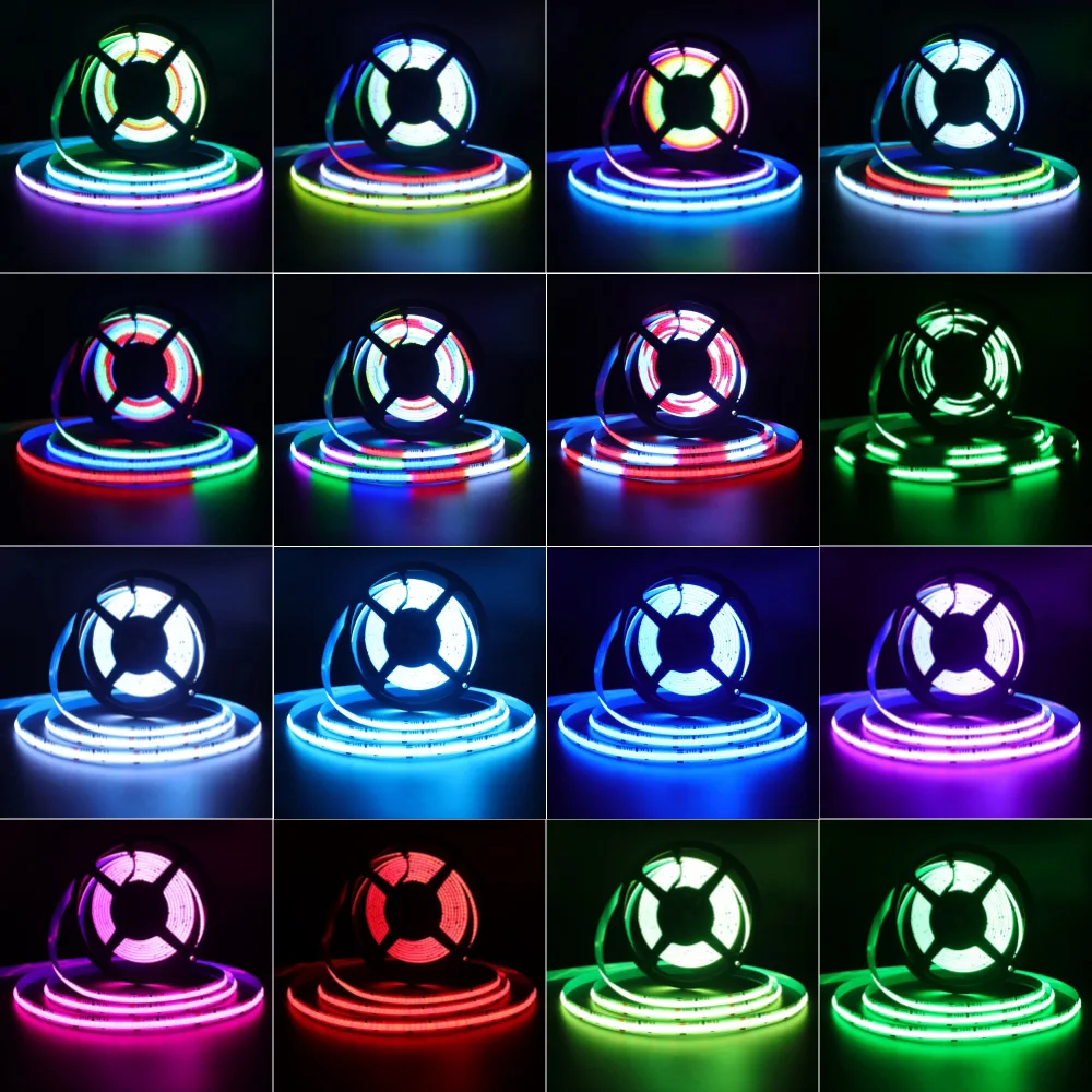 12V WS2811 RGB COB LED Strip Light Wifi Bluetooth-compatible Remote Control Power Kit Dimmable Flexible Tape Dream Color Decor