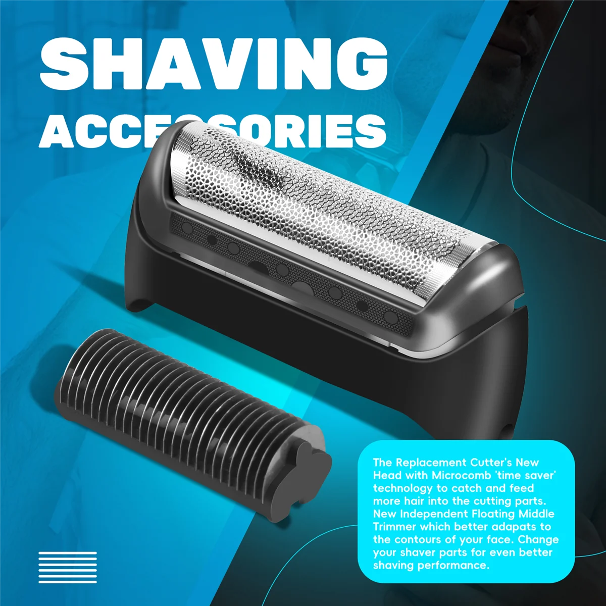 3PCS Shaver Foil and Blade for Braun 20S 10B 20B 1000 Series Shaver Head
