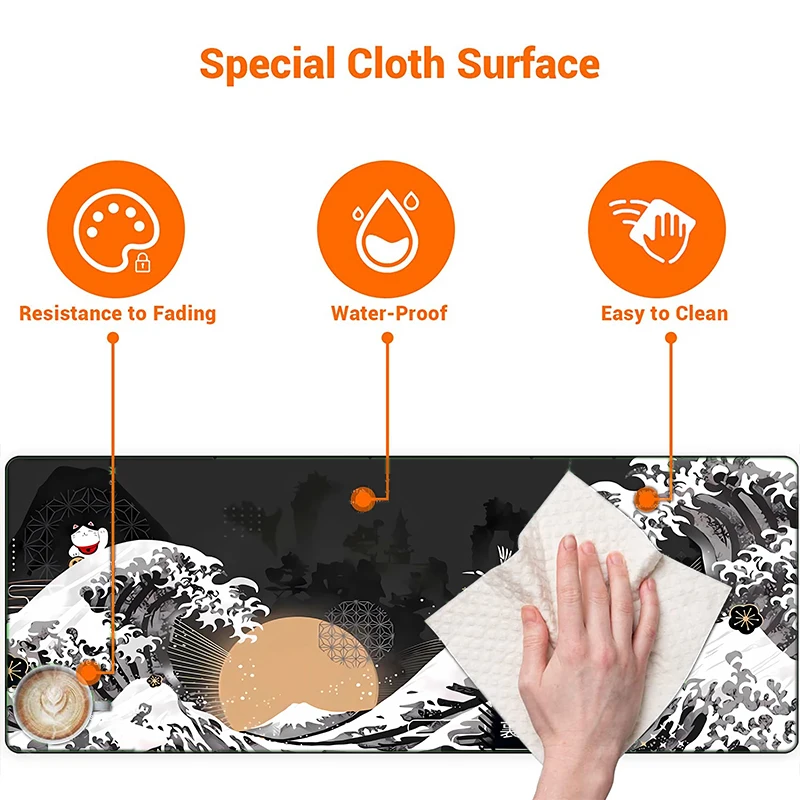 Grande Onda de Kanagawa Grande Gaming Mouse Pad Gamer Mousepad Borracha xl Arte Computacional Teclado Laptop Tapete de Mesa Japão a - Imagem 5