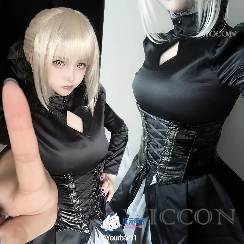 

Anime Fate/hollow Ataraxia Cosplay Black Saber Gothic Dress Saber Cosplay Costume Halloween Uniform Women Carnival Party Outfits