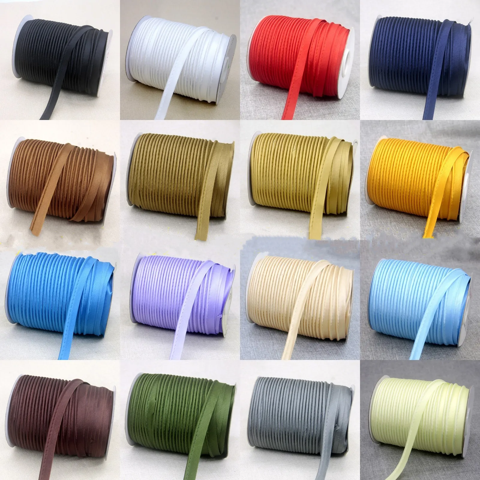 1/2"(12mm) Polyester Satin Bias Piping Binding Tape Cord DIY Patchwork Craft Supplies Material Sewing Accessories Silk Satin Ribbons Doll Handmade Accessories