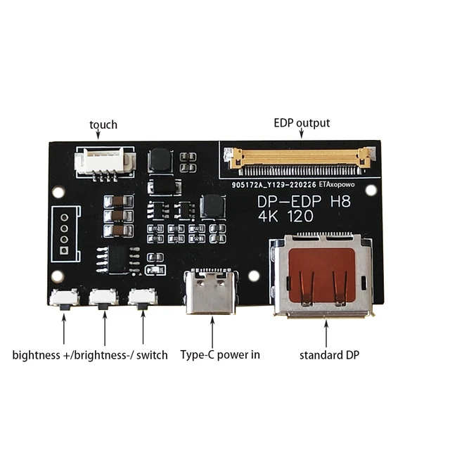 DP to edp 4K 120HZ turn board DIY monitor 4K driver board 2k 1080 0.5  spacing for portable monitor