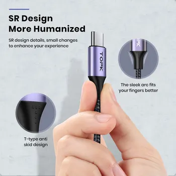TOPK 3A Micro USB Type C Phone Charger Charging Cable Quick Charge Mobile Phone Cables Wire for Xiaomi Redmi Note 10 9 6