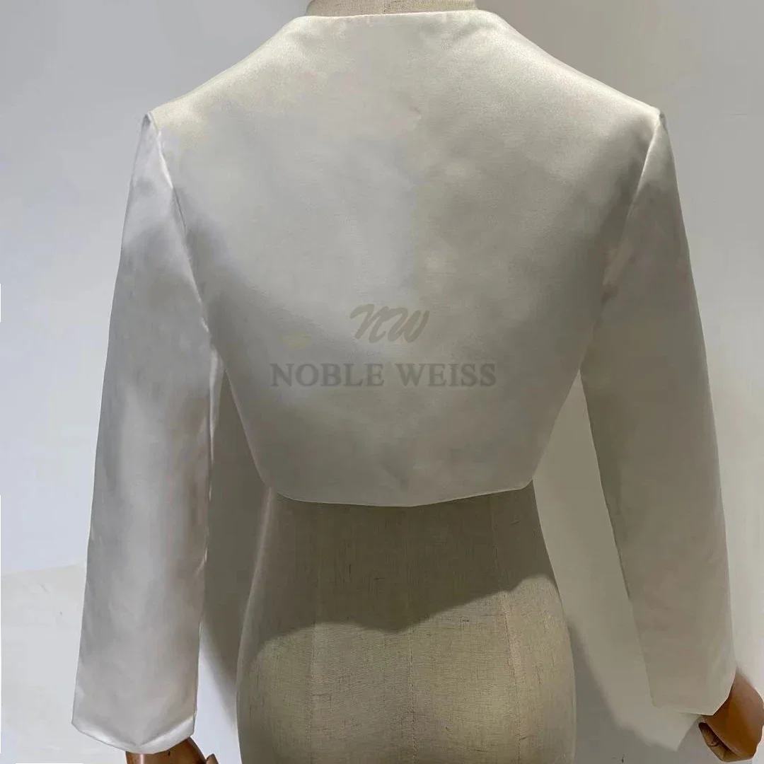 Long Sleeve Wedding Jacket Wraps Bolero Satin Women Cheap Bride Cape Bridal Wrap Shrug Customized