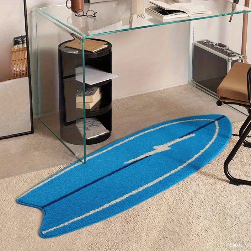 VIKAMA Kreativer Surfboard-Teppich, wollähnlicher Teppich, Nachttischvorleger für Schlafzimmer, weich und leicht zu reinigen, Flur-Bodenmatte, Heimdekoration – Detail 4