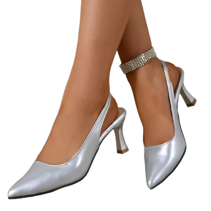 Women's Shoes 2025 Brand Slingbacks Women's High Heels Fashion Slip on Office and Career Hot Sale Plus Size Toe Cap Sandals 6