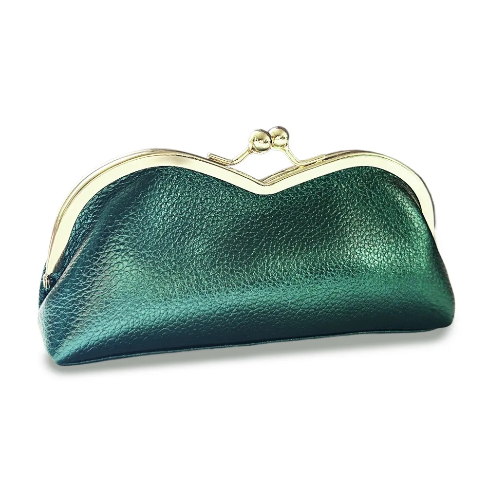 Genuine Leather Eyeglasses Case, Creative & Niche Portable Sunglasses Holder Sun Glasses & Eyebrow Pencils Storage Bag for Women