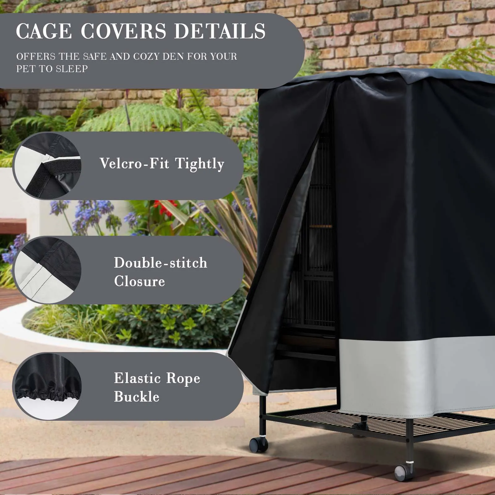 Durable Waterproof Bird Cage Cover for Indoor and Outdoor Use with Removable Top Panel and Breathable Design