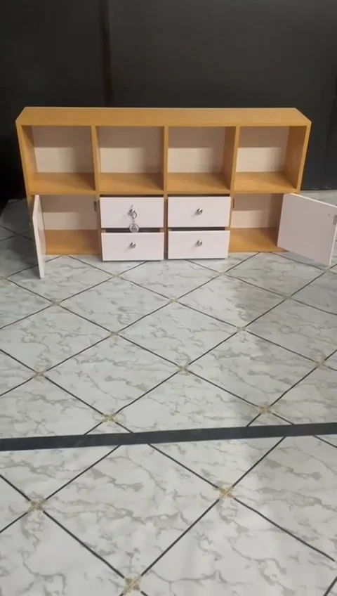 RK Engineered Wood Bookshelf Storage Cabinet Organizer Shelf Multi Storage Space Wooden Rack Display Shelf With Door and Drawers. Size: L48 XH24