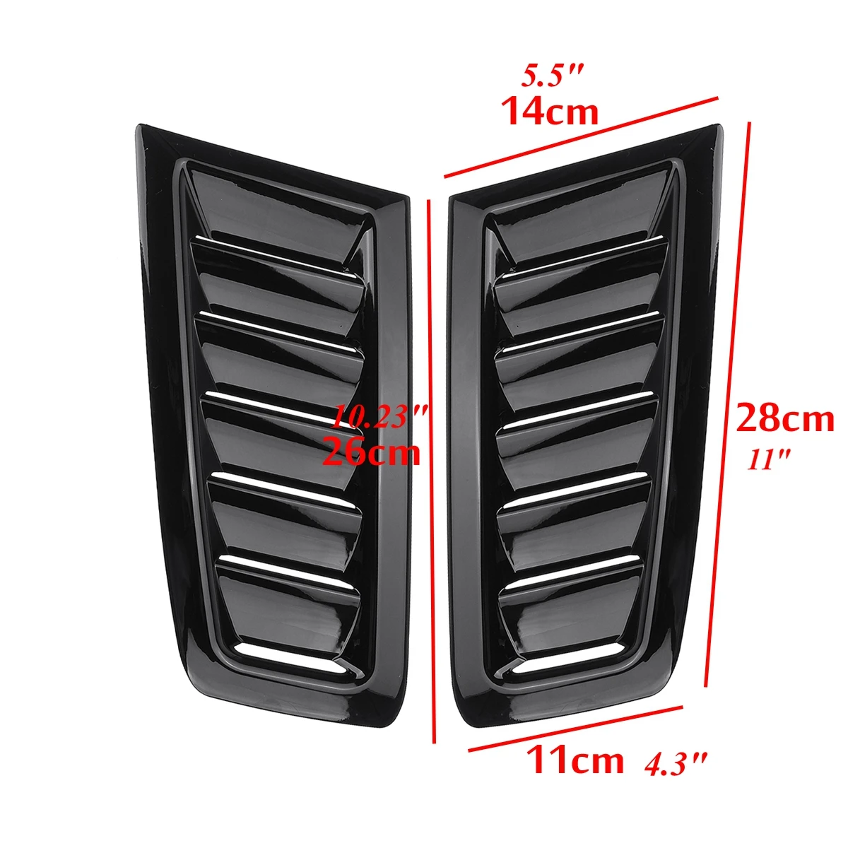 Pair Universal Front bonnet vents Hood Trim Cover for Ford Focus RS ST MK2 MK3 Style ABS Glossy Black / Carbon Look