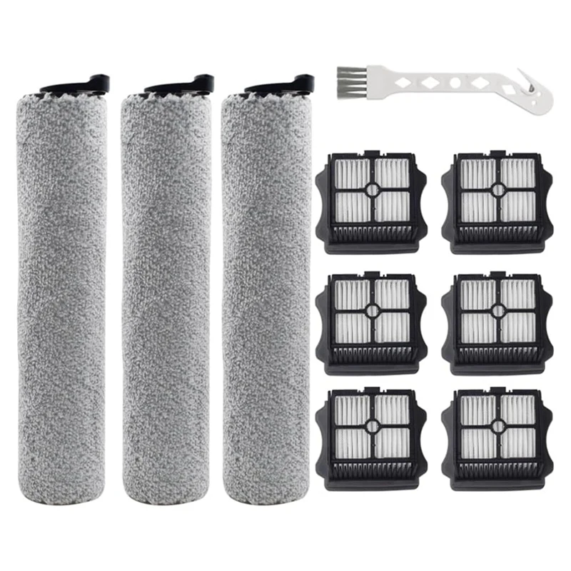 3 Pack Brush Rollers + 6 Pack Vacuum Filters Replacement Parts For Tineco Ifloor 3 And Floor ONE S3 Wet Dry Vacuum Cleaners