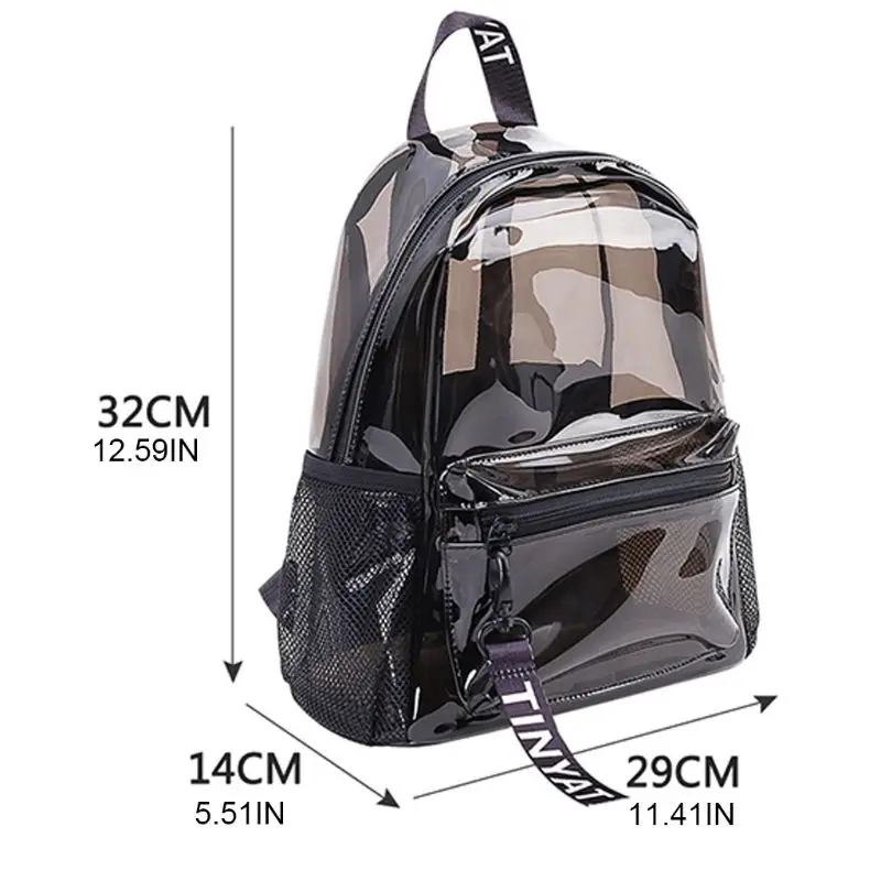 Women Transparent PVC Backpack Travel School Bookbag Daypack Rucksack for Teenager Girls