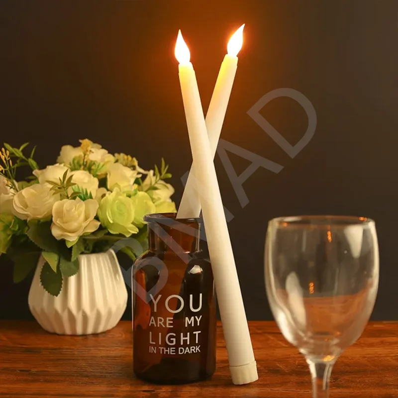 6PCS LED Flameless Electronic Candles Battery Powered Taper Long Candle Light for Halloween Party Home Decoration Flashing Lamp