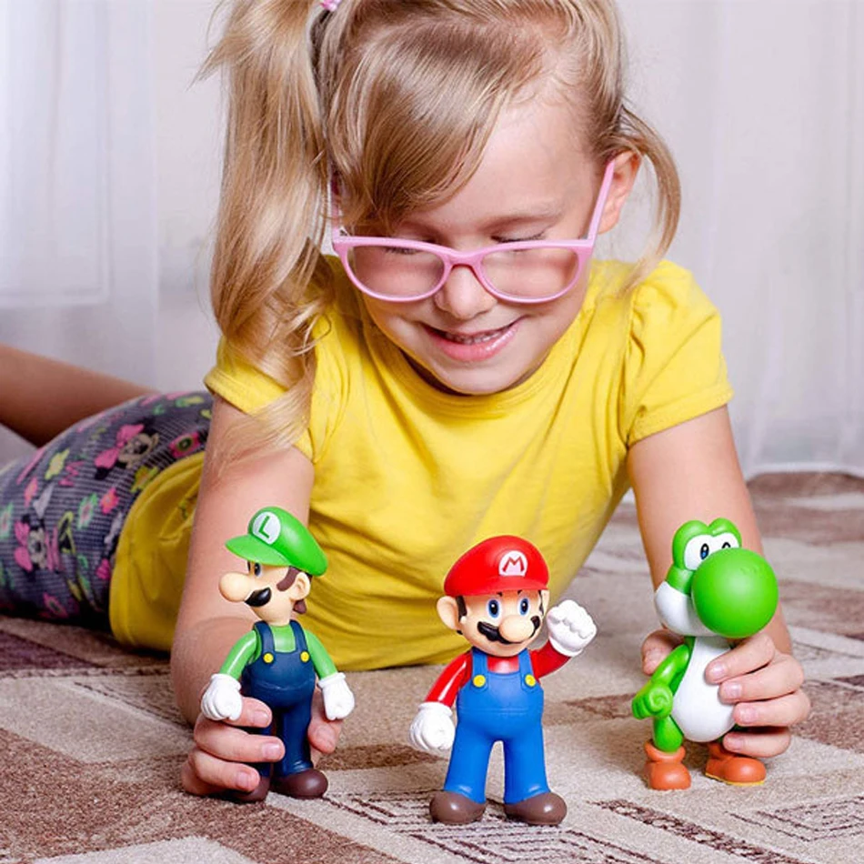 Super Mario Bros Pvc Action Figure Toys Dolls Model Set Luigi