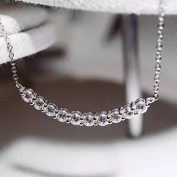 925 Sterling Silver Simple Design Bridal Wedding Necklace with Crystal CZ Luxury Fashion Women Accessories High Quality Jewelry