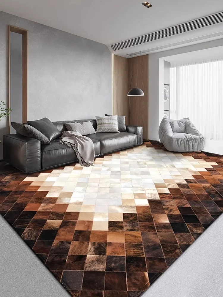

Genuine Cowhide Carpet Patchwork Handmade Natural Cow Fur Leather Area Rug Living Room Customize Any Size American Bedroom Rug