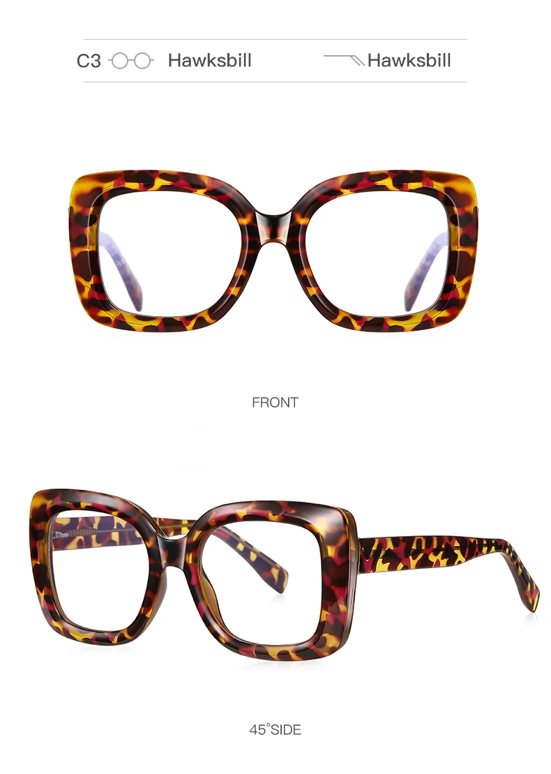 VICKY New Large Frame Ladies Reading Glasses Anti-blue Light Personalized Fashion with Prescription Lenses Myopia Hyperopia 2171