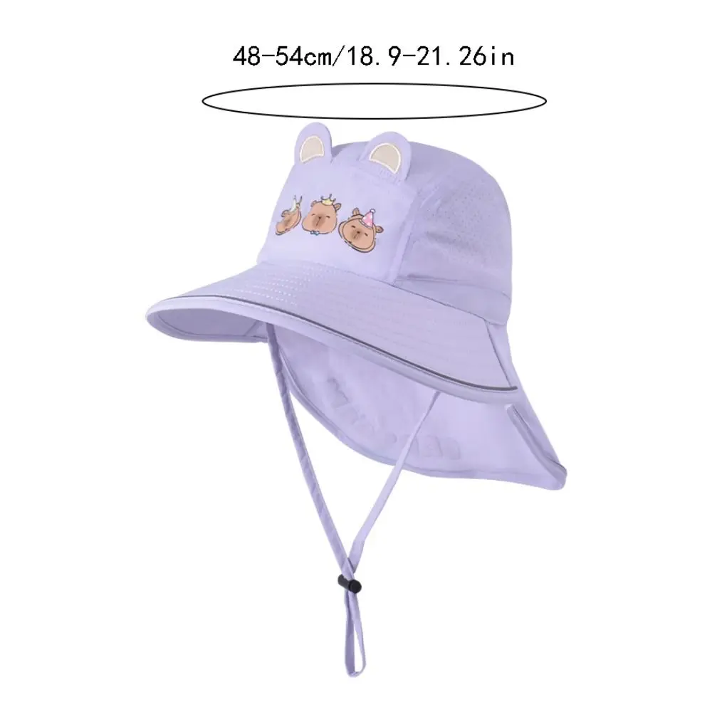 Breathable Capybara Fisherman Hat Quick Dry Cotton Kids Shawl Sun Hat Windproof Rope Wide Brim Baby Sun Protection Hat Cycling