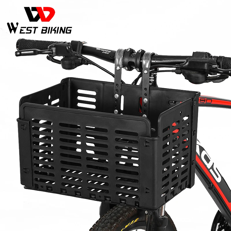 

WEST BIKING Bicycle Front Basket Foldable Multi-functional MTB Road Bike Cycling Handlebar Bag Rear Pannier Accessories