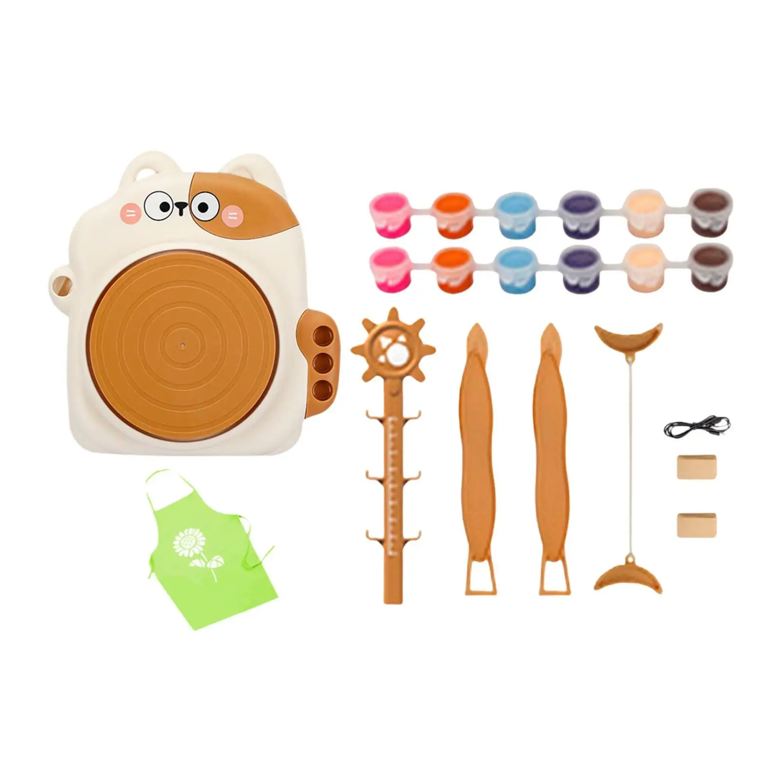 Electric Pottery Wheel for Kids Educational Toy USB Complete Pottery Kit for