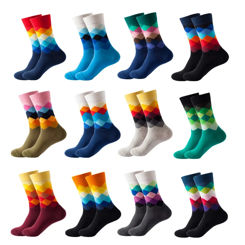 5 Pairs Neutral Cool Funny Hiphop Casual Pastel Pack Long Tube Set Men Fashion Print Harajuku Cotton Sports Running Socks