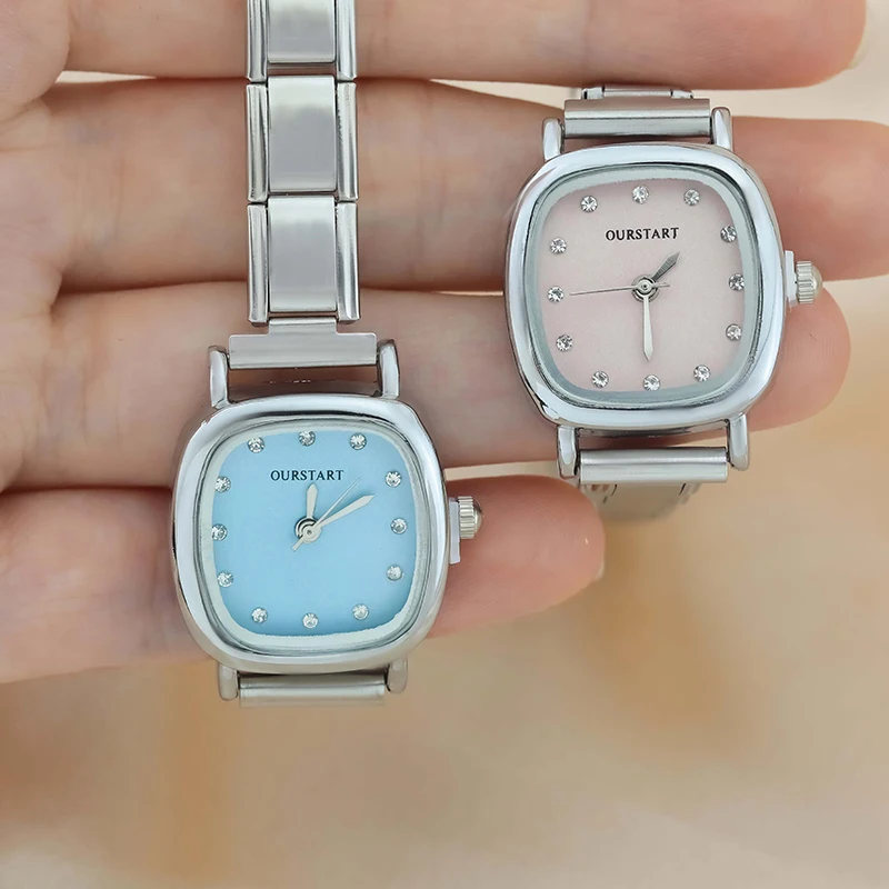 Hapiship 2024 Fashion Women's Stainless Steel Square Shiny Watch Bracelet For Party Friend Wife Birthday DIY Jewelry Gift G029